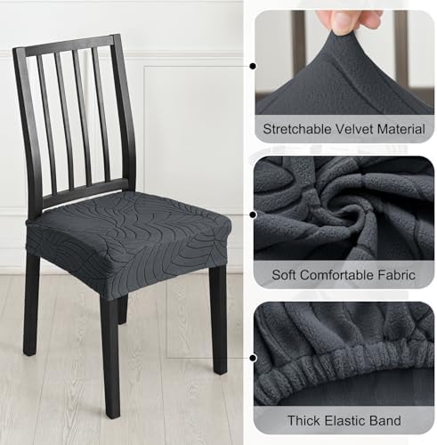 Dining Chair Seat Covers Set of 4 Dark Grey 1