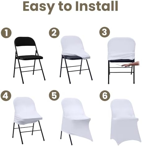 WASIRL Folding Chair Covers White Stretch Spandex