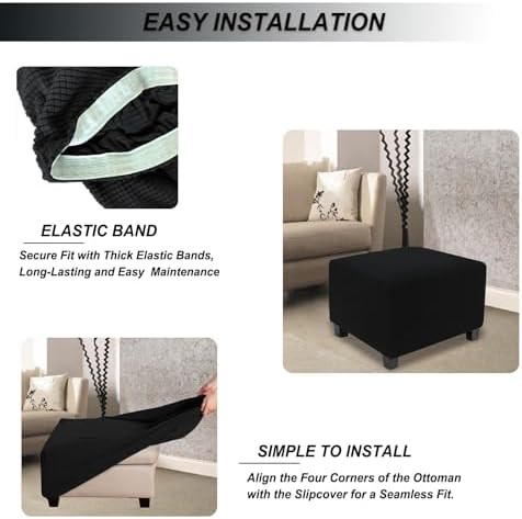 NeColorLife Thick Stretch Stool Cover for Ottomans