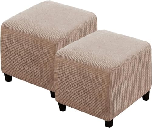 Wcxixo 2 Piece Ottoman Slipcover Set for Stools and Footrests