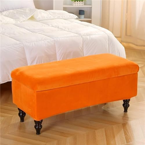Konsilsa Velvet Stretch Ottoman Slipcover Foldable Storage Bench Cover