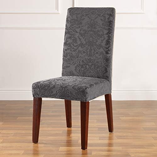 SureFit Stretch Jacquard Dining Chair Cover Gray