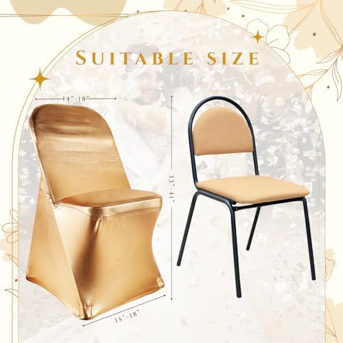Kinlop 10 Pcs Gold Spandex Stretch Chair Covers