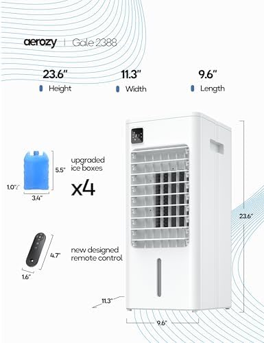 AEROZY Portable Evaporative Cooler with 3 Speeds and Digital Display 1