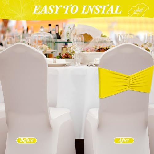 Moukeren 100 Pcs Spandex Chair Sashes for Weddings and Parties