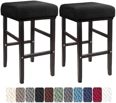 Bar Stool Covers Set of 2 Black Stretch Slipcover