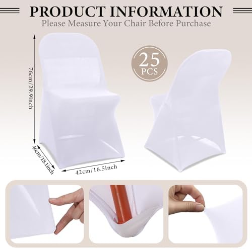Newwiee Spandex Chair Covers 25 Pcs White Universal Foldable