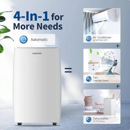 PHILODECO 12000 BTU Portable AC 3-in-1 Cooler Dehumidifier Fan