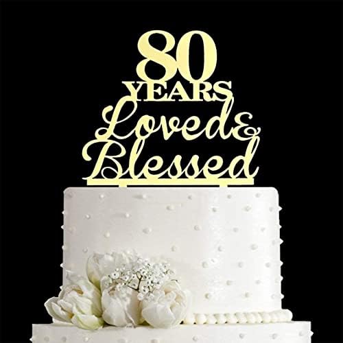 JIEEIN 80th Birthday Mirror Gold Acrylic Cake Topper