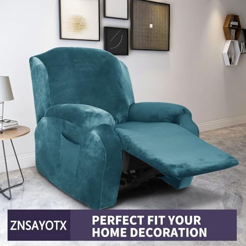 ZNSAYOTX Stretch Velvet Recliner Cover 4-Piece Set