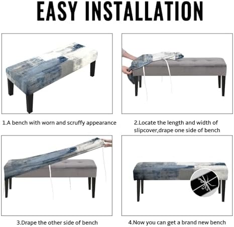 MCALK Blue Stretch Dining Bench Cover
