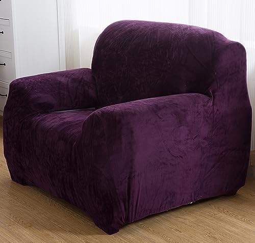 Vctops Velvet Plush Stretch Chair Slipcover for Kids and Pets