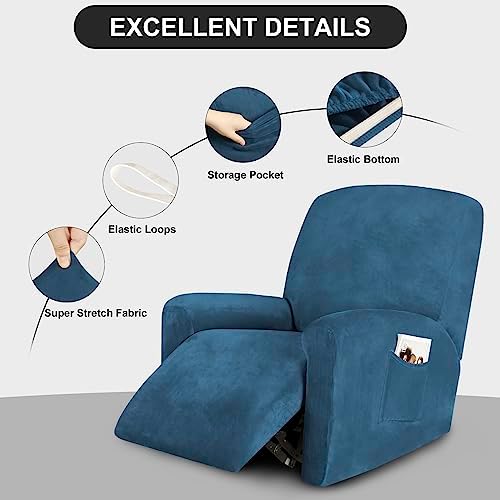 Real Velvet Recliner Chair Covers 4 Piece Deep Teal