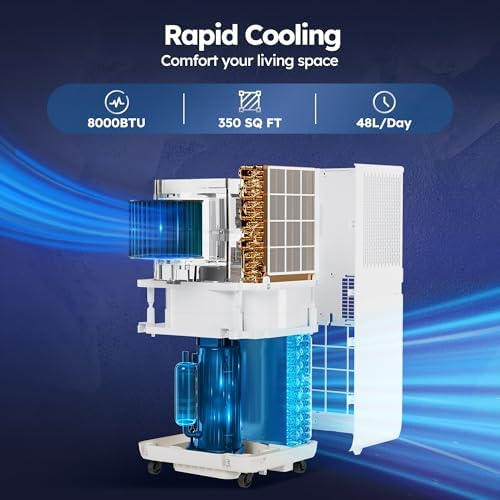 8000 BTU Portable Air Conditioner with Wi-Fi APP Control