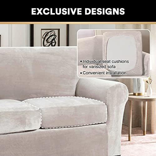 PrinceDeco Velvet Plush Chair Cover 2 Piece Set