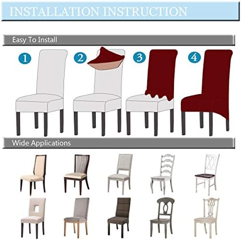 Velvet Plush Dining Chair Covers Spandex Slipcover Set of 6