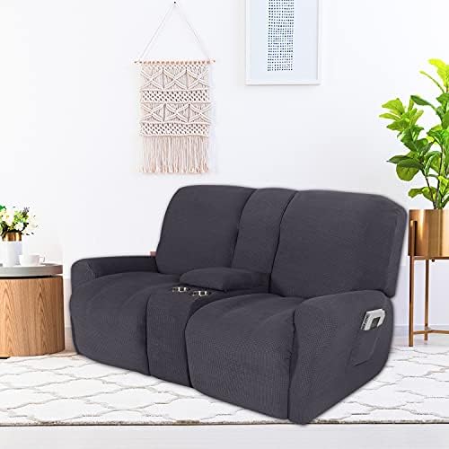 NILUOH Reclining Loveseat Cover with Console 8-Piece