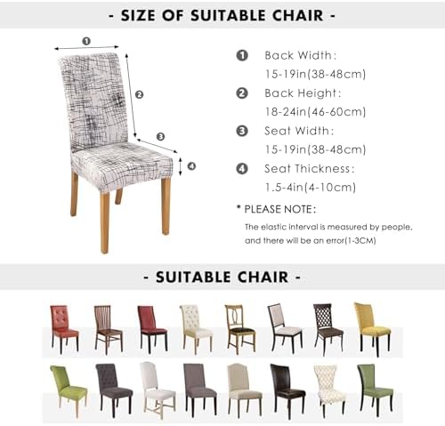 FORCHEER Dining Chair Covers Set of 6 with Geometric Print 1