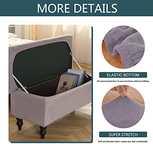 Velvet Storage Ottoman Cover for Footstool and Bench 1