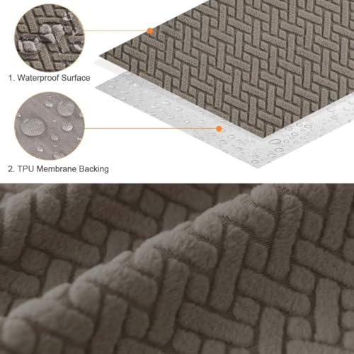 Levoberg Waterproof Square Ottoman Cover XL Taupe 1