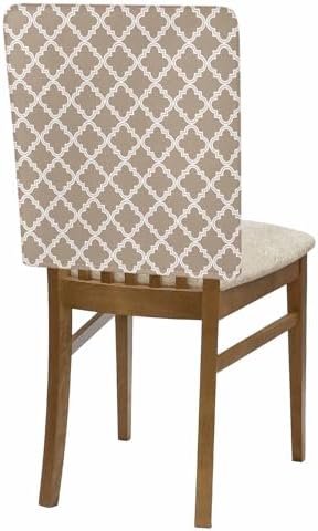 Dining Chair Slipcover Set of 4 Beige Moroccan Plaid Geometric Art Check