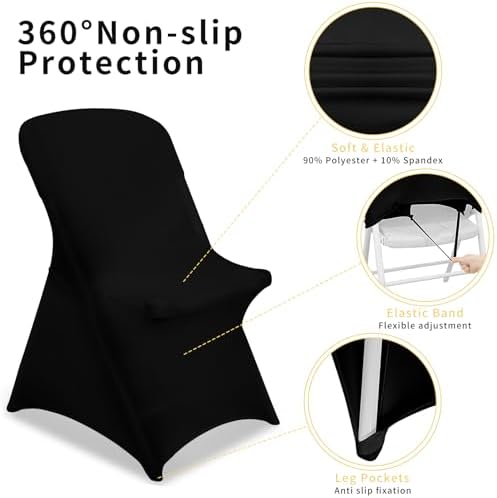 Black Stretch Folding Chair Covers 30 Pack