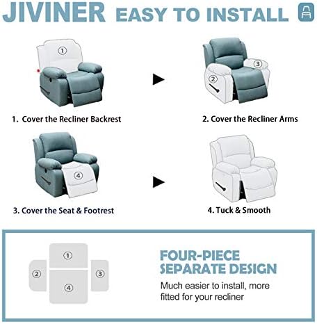 JIVINER Super Stretch Recliner Chair Covers 4 Piece Set
