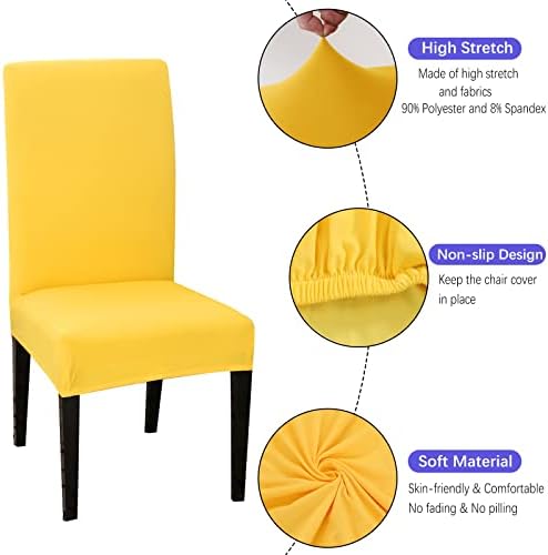 Jusmate Chair Covers Set of 2 Stretch Spandex Dining Chair Covers Yellow