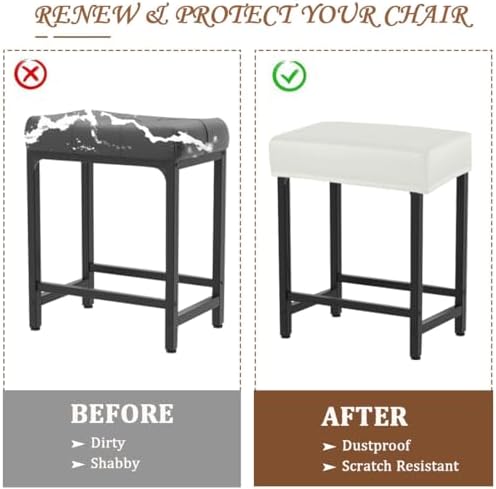Levoberg White Bar Stool Cover Set of 2 1