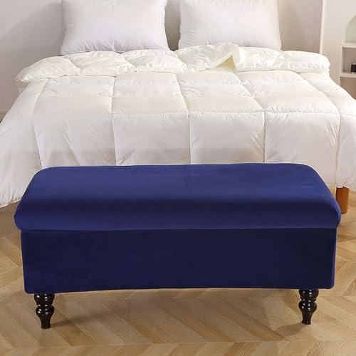 Velvet Stretch Ottoman Slipcover for Bedroom - Small