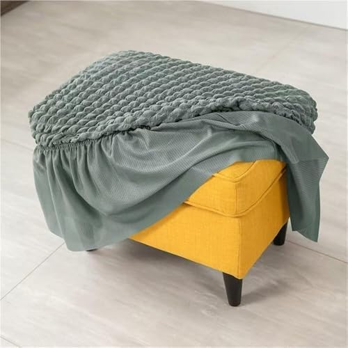 Light Blue Ottoman Covers with Ruffle Skirt