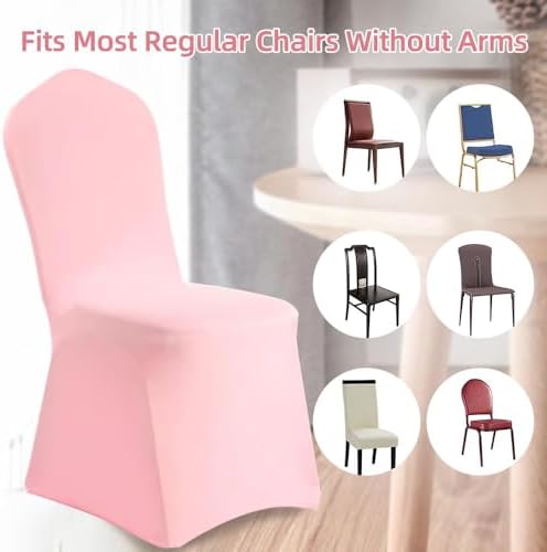 Yahpetes Pink Polyester Spandex Chair Covers 2 Pcs