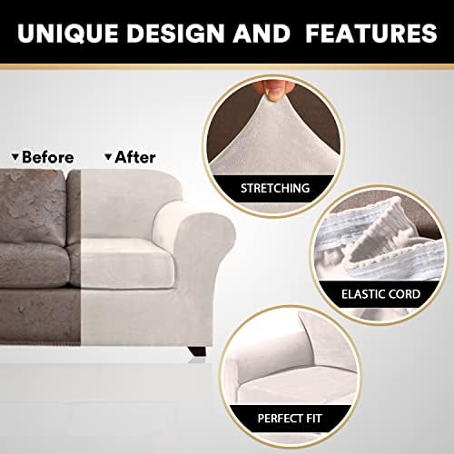 PrinceDeco Velvet Plush Chair Cover 2 Piece Set