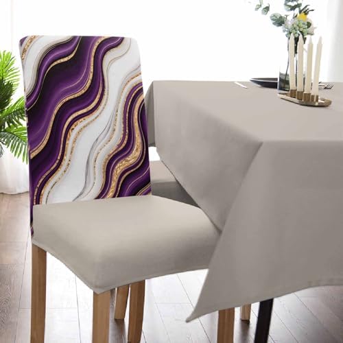 4 Pcs Stretch Spandex Dining Chair Covers with Abstract Geometric Stripes