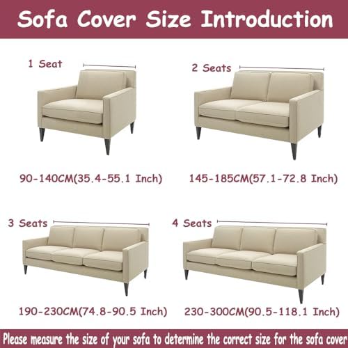 Stretch Couch Cover with Hem for 1-4 Seats