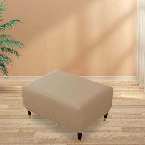 Waterproof PU Leather Ottoman Cover Stretch Fit for Stool and Footrest
