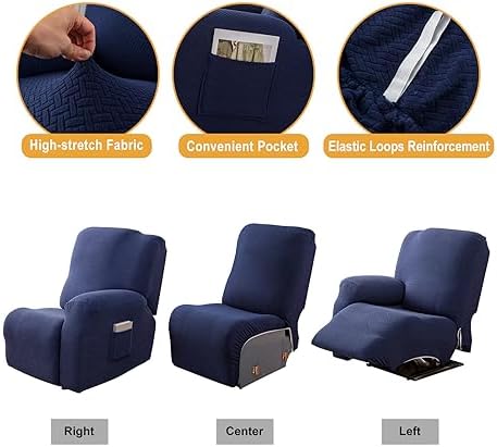 Genina Recliner Slipcover for 3 Seat Washable Jacquard Furniture Protector