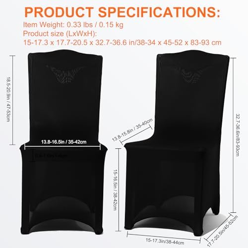 10 Pack Black Spandex Chair Covers for Party and Wedding