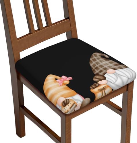 Coffee Lover Gnome Seat Covers for Dining Chairs