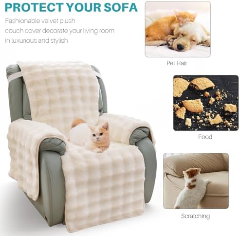 TOPCHANCES Thick Plush Rabbit Recliner Chair Cover