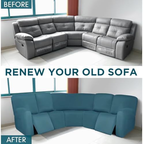 Peryiter 7 Pcs L Shape Sectional Recliner Sofa Covers Set