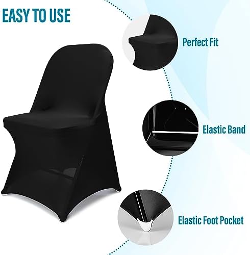 LEBENGURU Stretch Spandex Chair Covers 30PCS Black 1