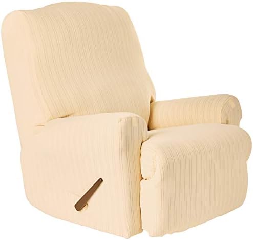 SureFit SF39058 Stretch Pinstripe Recliner Slipcover - Cream