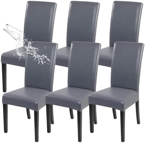 Waterproof PU Leather Dining Chair Covers Set of 6