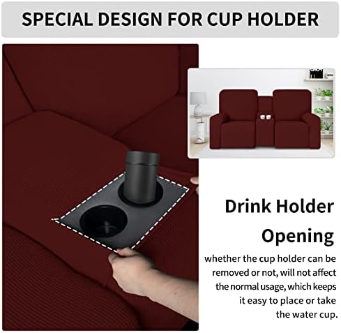 Easy-Going 1 Piece Stretch Reclining Loveseat Cover with Middle Console Storage