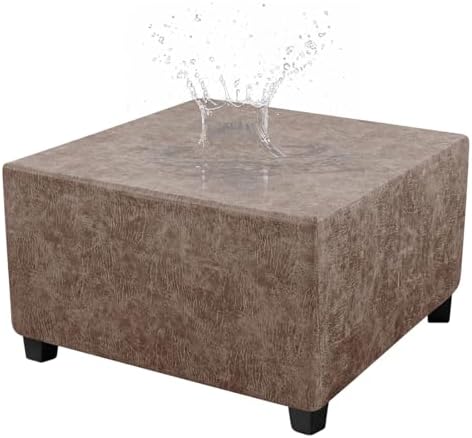 MCOSU Faux Leather Ottoman Cover - Brown Large