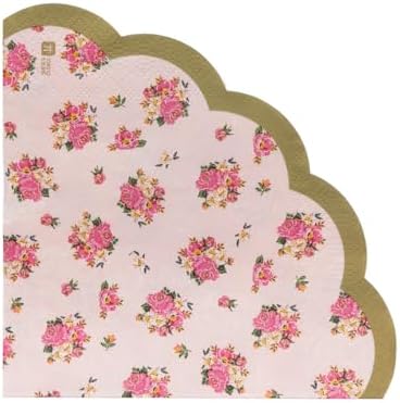 Talking Tables Truly Scrumptious Scalloped Floral Napkins Pink 20 Pack 1
