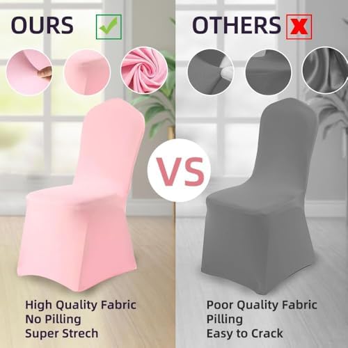 Yahpetes Pink Polyester Spandex Chair Covers 2 Pcs