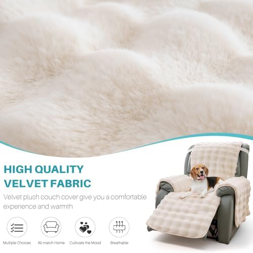 TOPCHANCES Thick Plush Rabbit Recliner Chair Cover