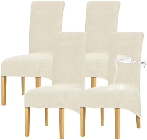 Lellen Waterproof Chair Covers Set of 4 - Cream